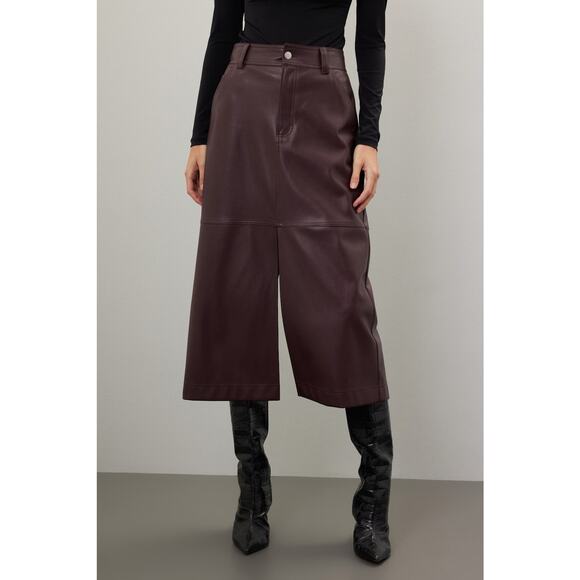 Saunders Collective Dresses & Skirts - RTR Saunders Brown Faux Leather Slit Midi Skirt Size 14
